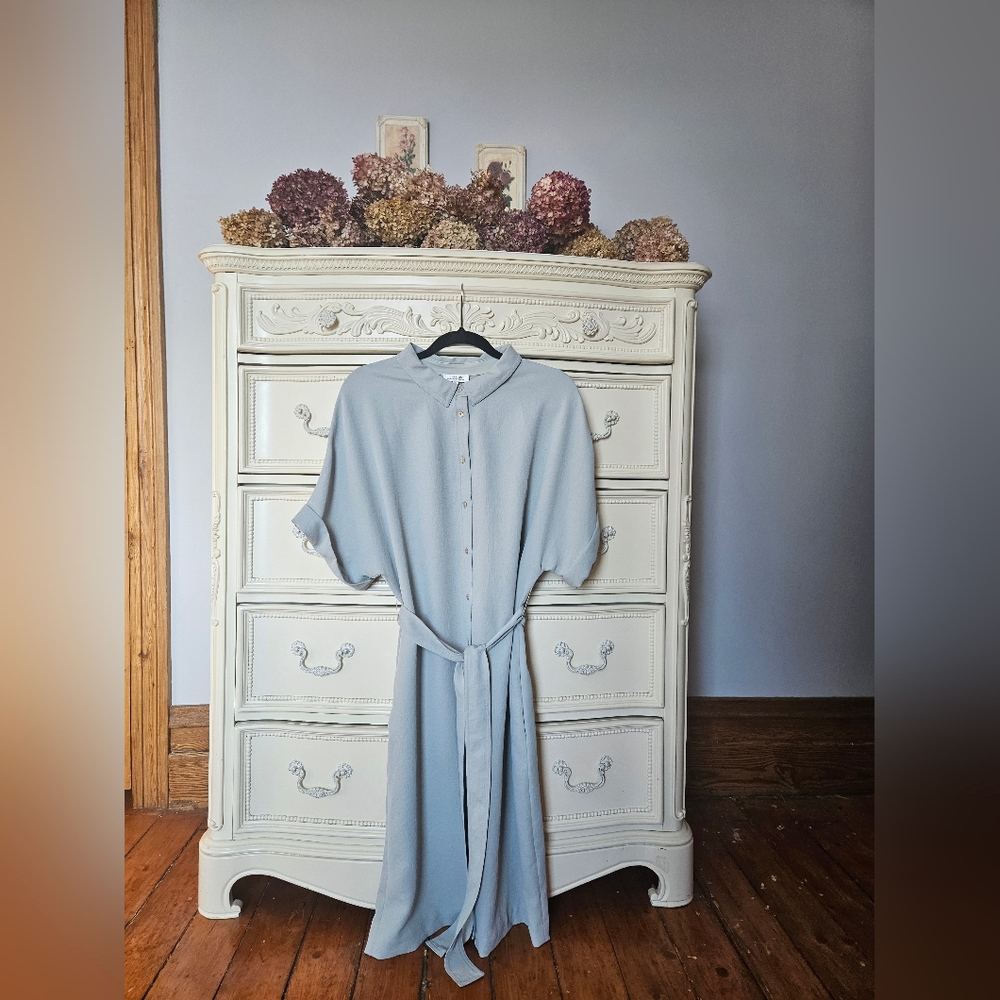 Aritzia Babaton light Blue  Glen Polo shirt dress Size L